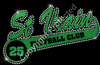 St Vrain Football Club Tail with Number Rhinestone Bling